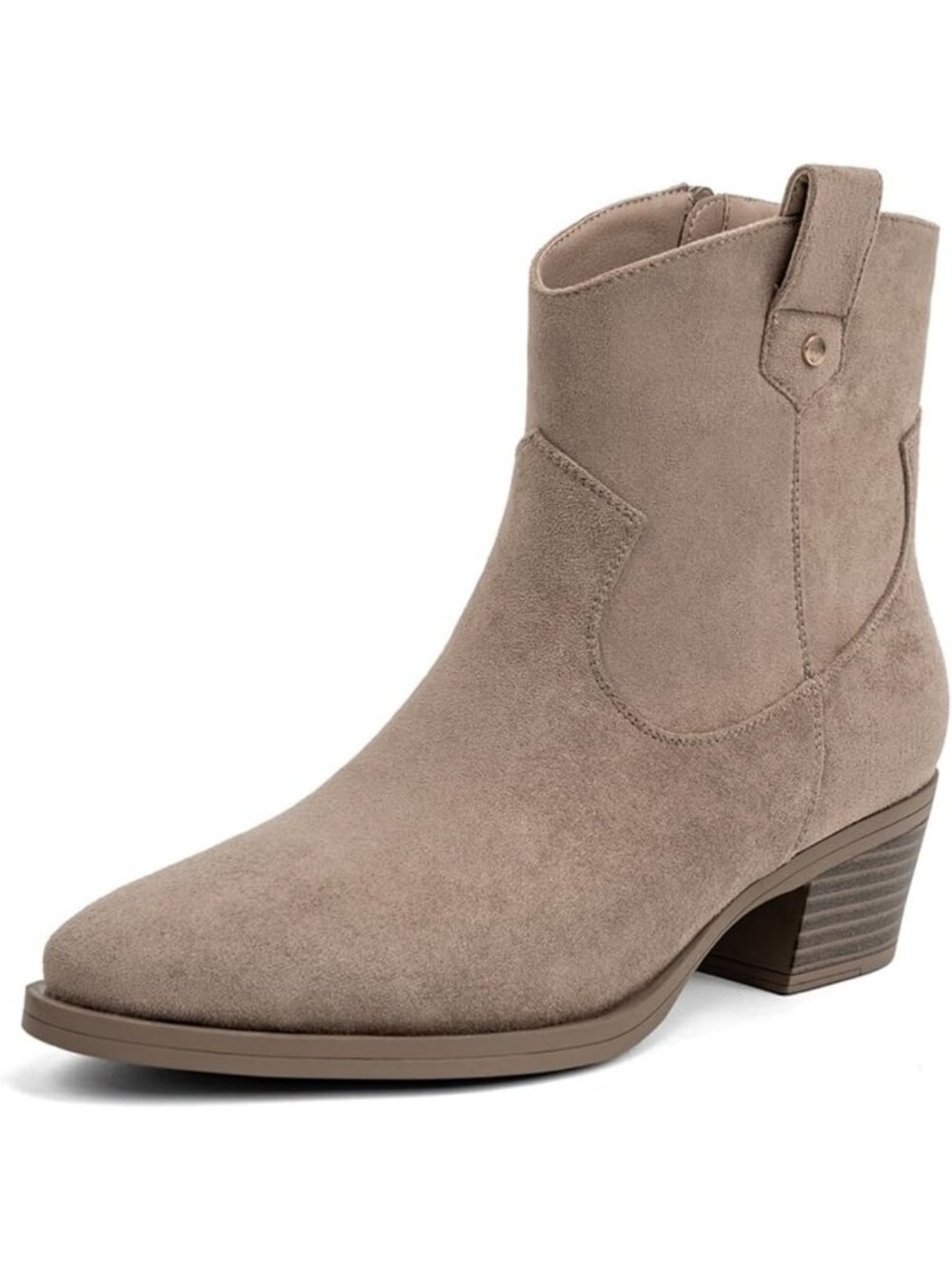 Stylish Women's Western Ankle Boots - Pointed Toe, Low Chunky Heel, Comfortable
